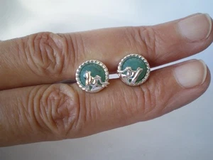 Aquaprase mermaid stud earrings, 3.7 carats, 3.19 grams of 925 Sterling Silver - Picture 1 of 10