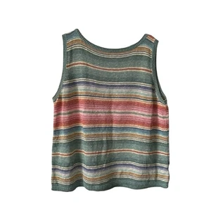 Top sin mangas vintage Lauren Ralph Lauren talla grande 3X algodón lino a rayas - Imagen 1 de 5