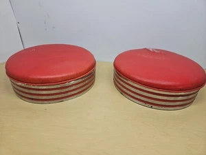 ¡Juego de 2! Taburete de bar fuente de soda giratoria vintage, cromo/rojo - Imagen 1 de 12