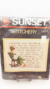Sunset Stitchery Babies Don't Keep Stamped Crewel Embroidery Kit Lynn Davis - Picture 1 of 7