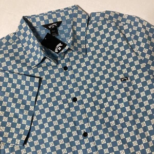 Neu mit Etikett Billabong blau Gänseblümchen Karohemd S/S Knopfleiste Herren Größe Medium UVP $ 68 - Bild 1 von 7