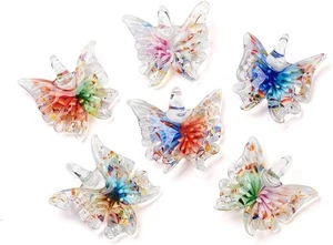 Craftdady 12Pcs Lampwork Glass Butterfly Pendants Mixed Colors - Picture 1 of 2