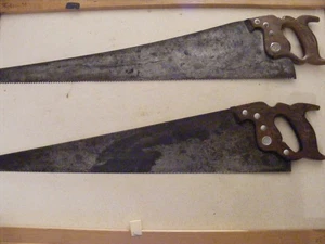 2 sierras de mano Keen Kutter & Disston herramientas de carpintero de trabajo de madera vintage - Imagen 1 de 23