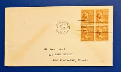 1938 US Envelope - FDC First Day Issue Martha Washington Stamp Block   r1 - Image 1 of 2