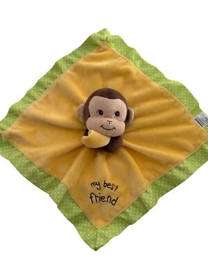 Garanimals Monkey Plush Baby Lovey Blanket Yellow Green 13" My Best Friend Satin - Image 1 of 4