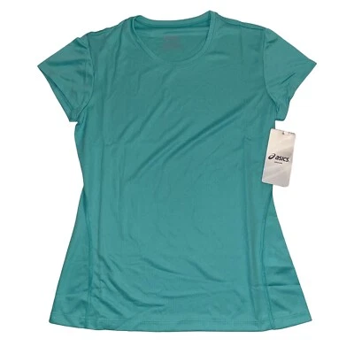 亚瑟士女式小号核心跑步圆领运动 T 恤绿色全新带标签 WR1631-80 — 第 1/4 张图片