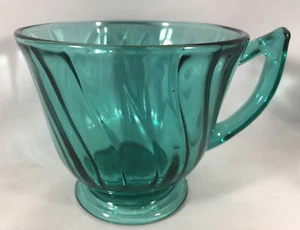 Jeannette Swirl Ultramarine Blue Green 1 Cup Tea Teacup 46590 Glass Depression - Picture 1 of 2