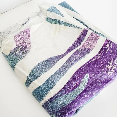 Cream Blue Purple Cotton Blend Fabric sewing quilting clothing 2 Yards - Image 1 of 4