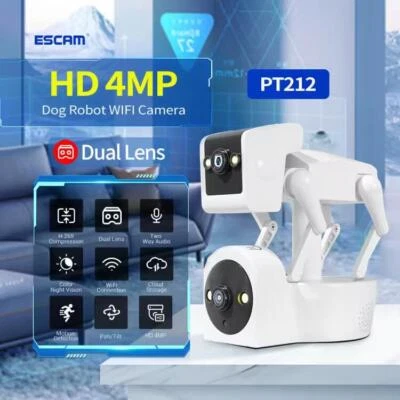 4MP Dual Lens Smart Home Robot Dog Binocular Wifi IP Surveillance Camera alarm - Image 1 of 4