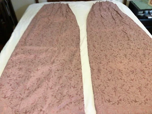 2 Vintage Pink Pinch Pleat Curtains Drapes Sears & Roebuck Scroll Leaf 120"x 84" - Picture 1 of 11