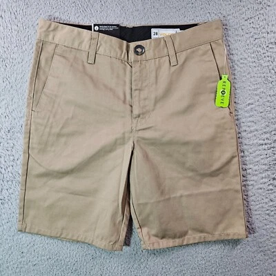 Nuevo con etiquetas Volcom Chinos Frickin Pantalones Cortos Talla 28 Caqui Moderno Uniforme Recto Foto 1 de 4
