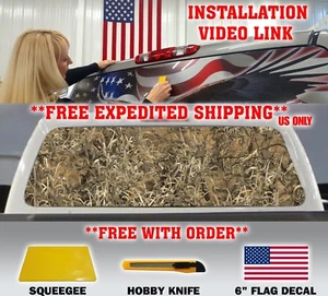 CAMO CAMOUFLAGE PICKUP TRUCK REAR WINDOW GRAPHIC DECAL TINT HUNTER GRASSLAND - Picture 1 of 7