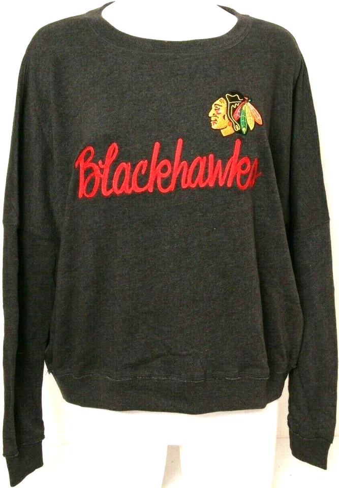 NEW Chicago BlackHawks NHL Soft As A Grape Drk Gray Pullover Sweatshirt Womens M - Image 1 of 4