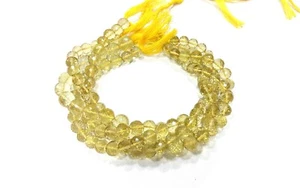 1 Strand Natural Lemon Topaz Round Faceted 9-10mm Topaz Round Beads 8"inch - Picture 1 of 7