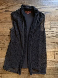 Max Mara Dark Brown Knit Sleeveless Attached Lacey Vest Size XS/ S - Picture 1 of 7