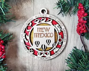 New Mexico State Christmas Ornament Wooden Keepsake - Picture 1 of 3