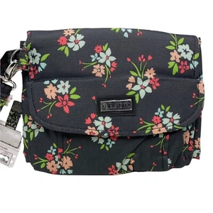 Lillybit Uptown Diaper Clutch Bag Tote Purse Changing Pad Floral Print Black - Picture 1 of 5