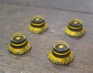Aged Gold Bonnet CAB Bell Top Hat Knobs for 59 Les Paul (4) Heavy Relic - Picture 1 of 4