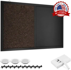 Pizarra magnética combinada con marco para anuncios de pared, color negro US NEW - Picture 1 of 8