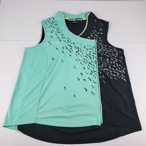 Jamie Sadock Golf Top Women Large Mint Green Black Sleeveless Full Zip Up Blouse - Picture 1 of 10