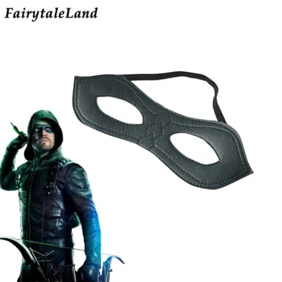 Green Arrow Oliver Queen Cosplay Eye Mask Accessory Faux Leather Masquerade Mask - Image 1 of 3