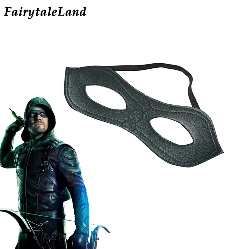 Green Arrow Oliver Queen Cosplay Eye Mask Accessory Faux Leather Masquerade Mask - Image 1 of 3