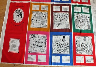 35英寸x58英寸古董外观棉质被子织物1991年日历板带说明书OOP — 第 1/4 张图片