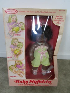 Vtg Horsman Doll Baby Softskin AA 14" New in Damaged Box African American Black - Picture 1 of 10