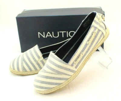 New NAUTICA Size 9.5 Rudder Peacoat Navy Stripe Women's Slip-On Flat RETAIL $40  - Image 1 of 4