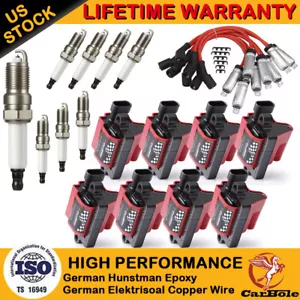 8 Pack Square Ignition Coil & Spark Plug & Wire For Chevy GMC 4.8L 5.3 6.0L 8.1L - Picture 1 of 12