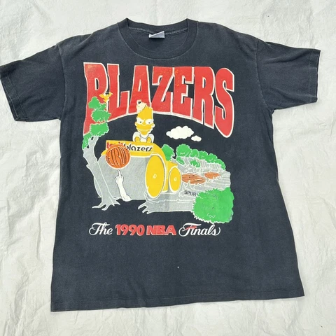 RARE 1990 NBA Finals Portland TrailBlazers Bootleg Bart single-stitch Shirt Lg Cover