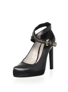 $725 Jason Wu Sigrid black leather ankle strap shoes platform pumps 38 7 ITALY - Picture 1 of 8