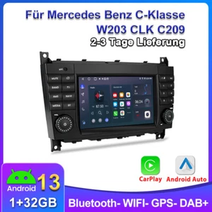 Radio Coche 7" Para Mercedes Clase C W203 CLC W209 Android 13 GPS Navi Carplay SWC - Imagen 1 de 15