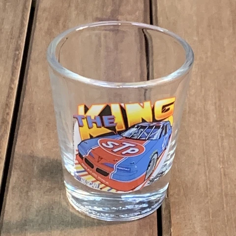 The King STP Shot Glass Vintage Richard Petty 43 Pontiac Grand Prix NASCAR Logo Cover