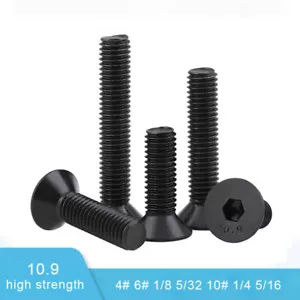 Tornillos de cabeza plana contrahundida UNC Allen enchufe hexagonal 10,9 tracción alta negro - Imagen 1 de 7