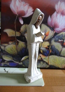 Aplique de pared vintage de tiza de Jesús figura estatua religiosa arte popular primitivo - Imagen 1 de 10