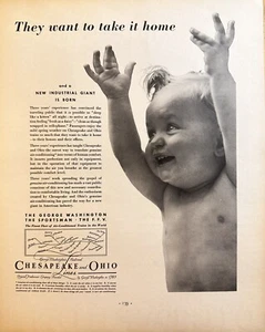 1934 Chesapeake & Ohio Railway C&O George Washington Train RR Baby Print Ad - Picture 1 of 3