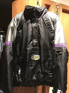 Retro Starter Los Angeles Lakers Jacket 3/4 ZIP Lined Winter Size XL - Picture 1 of 3