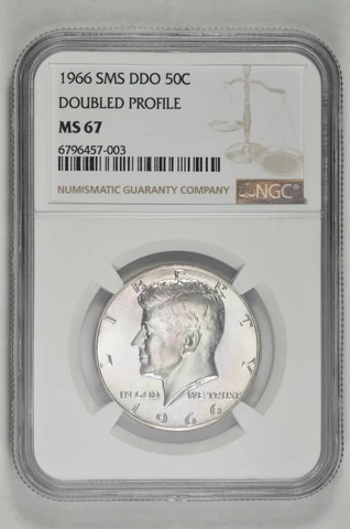 1966 50C SMS DDO Kennedy Half Dollar NGC MS 67 Doubled Profile Cover