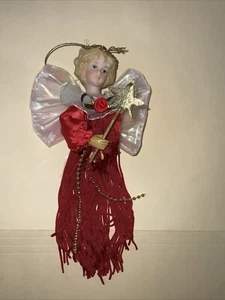 Vtg Christmas Ornament Angel Fairy Wand Wings - Bild 1 von 9