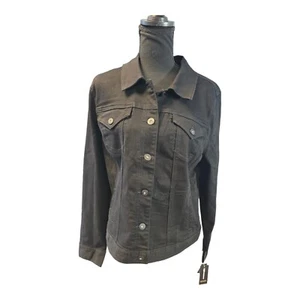 Style & Co Denim Black Classic Jean Rinse Jacket Women's Large NWT $64 - Picture 1 of 7