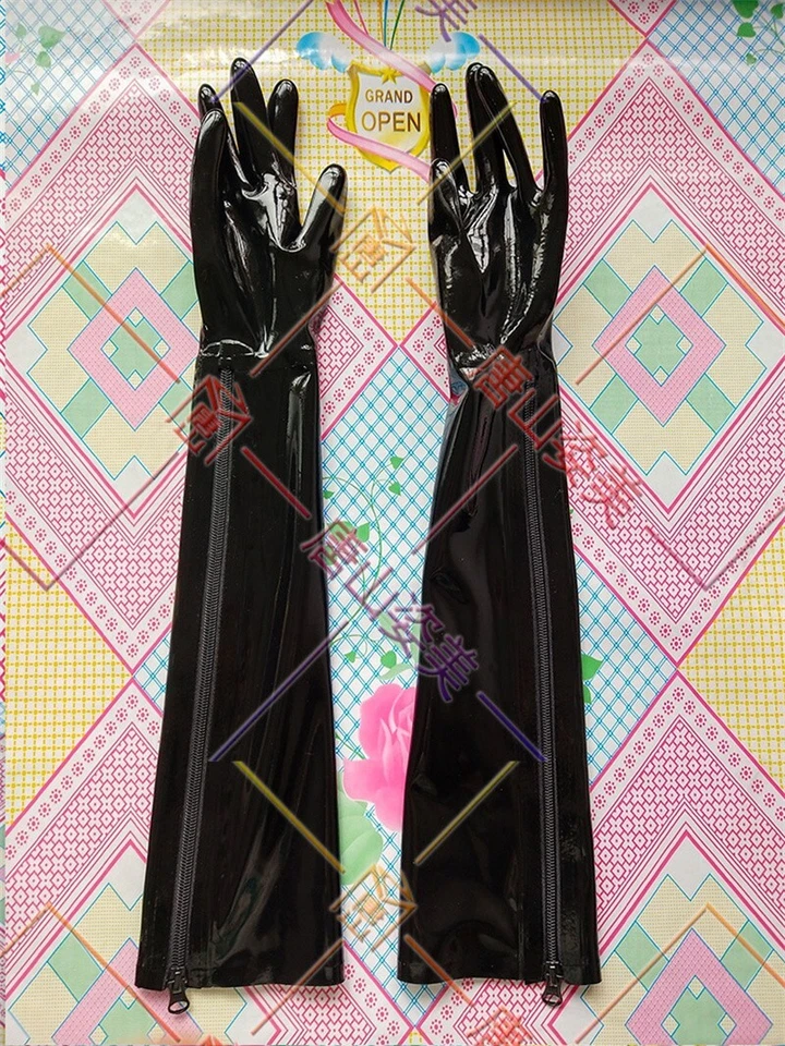 211 luvas longas de látex com zíper cosplay luvas de látex fetiche com zíper 0,4 mm - Imagem 1 de 1
