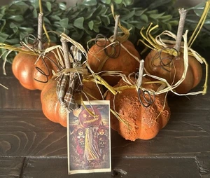 Set Of 5 Rustic Primitive Style Miniature Pumpkins Bowl Filler Decor Fall Autumn - Picture 1 of 6