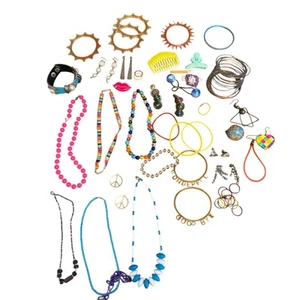 Vintage Lot of 1980's Jewelry Jelly Bracelets, Beaded Necklaces Dangle Earrings - Picture 1 of 8