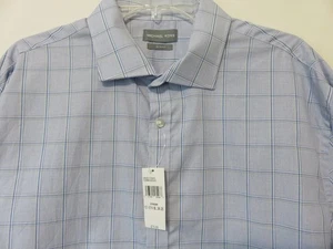 ¡NUEVO! Camisa Michael Kors Calce Ajustado Botón Delantero Hombres XL 17 34/35 Azul Cuadros L/S - Imagen 1 de 10