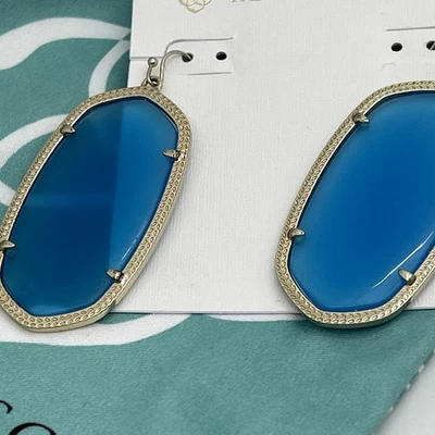 Pendientes Kendra Scott Danielle Oro Declaración En Azul Cielo RARO Foto 1 de 4