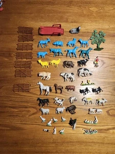 Vtg Marx MPC ? Plastic Farm Animals Farm Lot Horses Cows Birds Dogs Mid Century - Picture 1 of 5