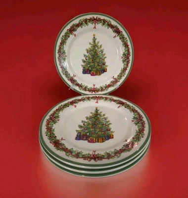 Set Of 4 Traditions Holiday Celebrations Salad Plate  8.25” Christopher Radko  - Image 1 of 4