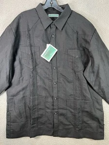 Cubavera Shirt Men Extra Large Black Long Sleeve Guayabera Lightweight Brand New - Picture 1 of 12