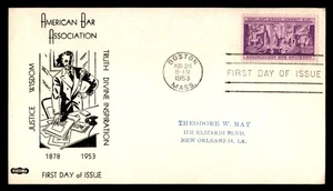Mayfairstamps US FDC 1953 American Bar Association First Day Cover aat_48021 - Picture 1 of 2